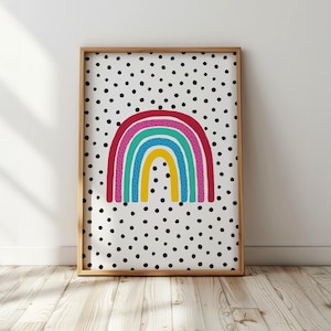 Dotty Rainbow - Ljus väggkonst för barnrum, Lekrumstryck, Barnrumsdekor, Barnrum