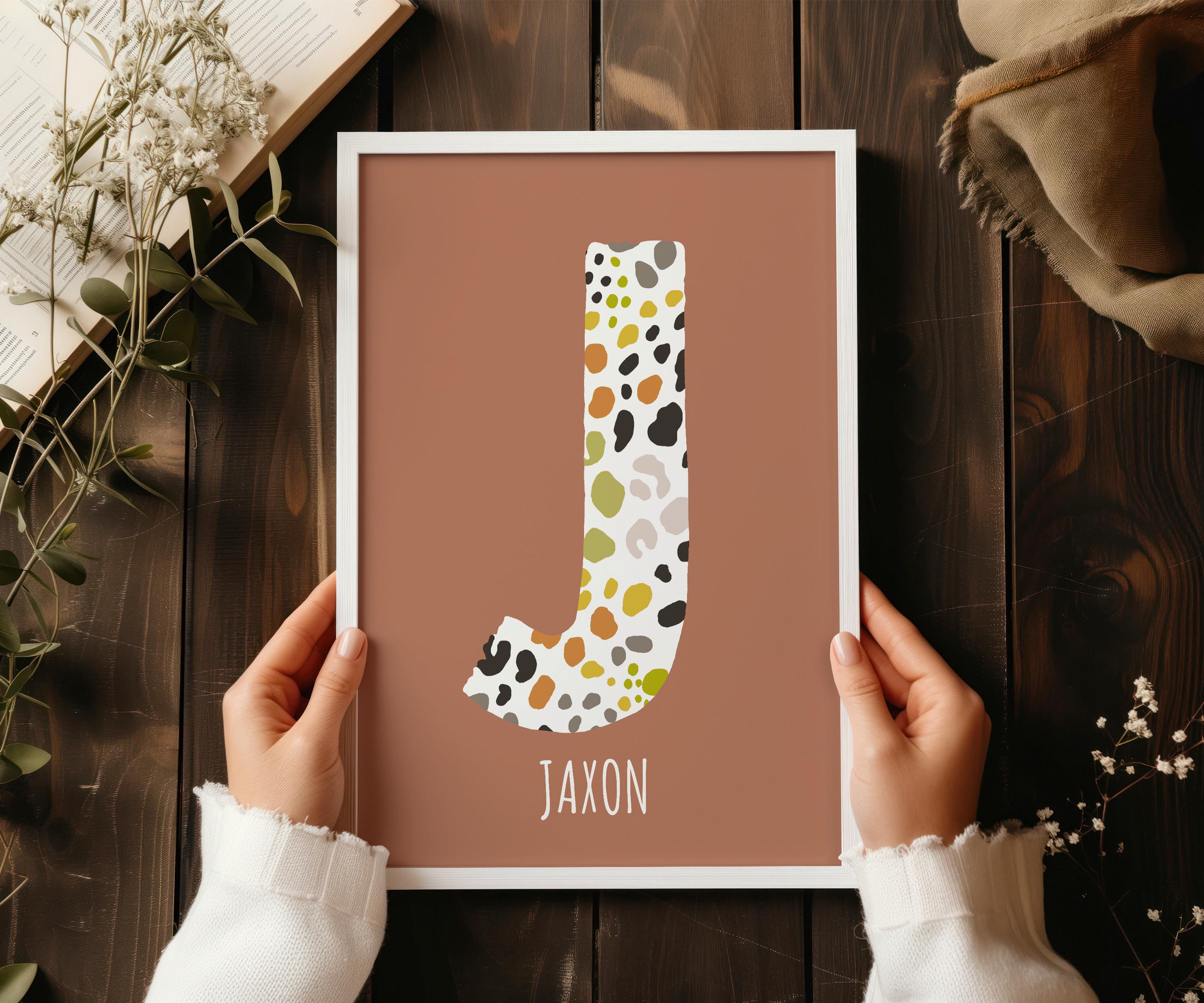 パーソナライズされた動物のイニシャルプリント：カスタム保育園の装飾