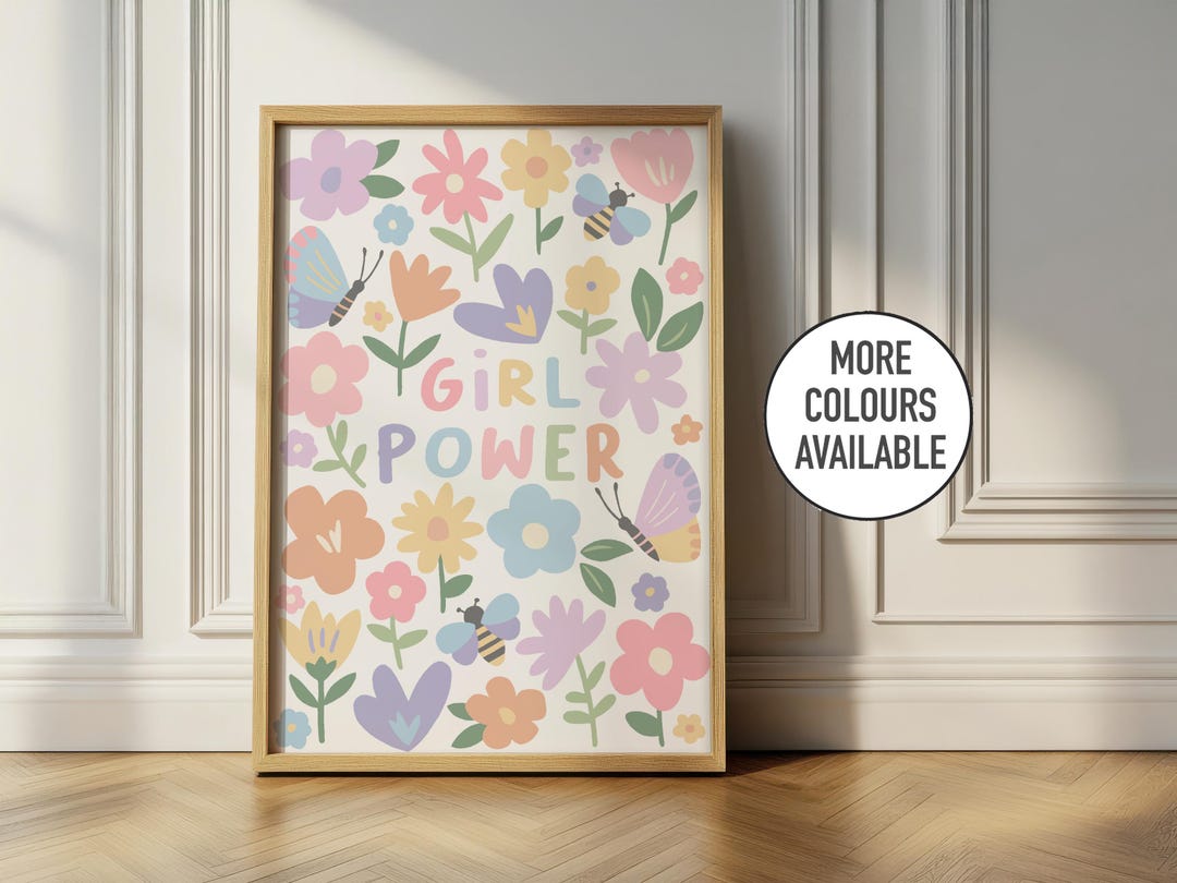 Girl Power Floral Nursery Print: Pastel Kids Wall Art - Etsy