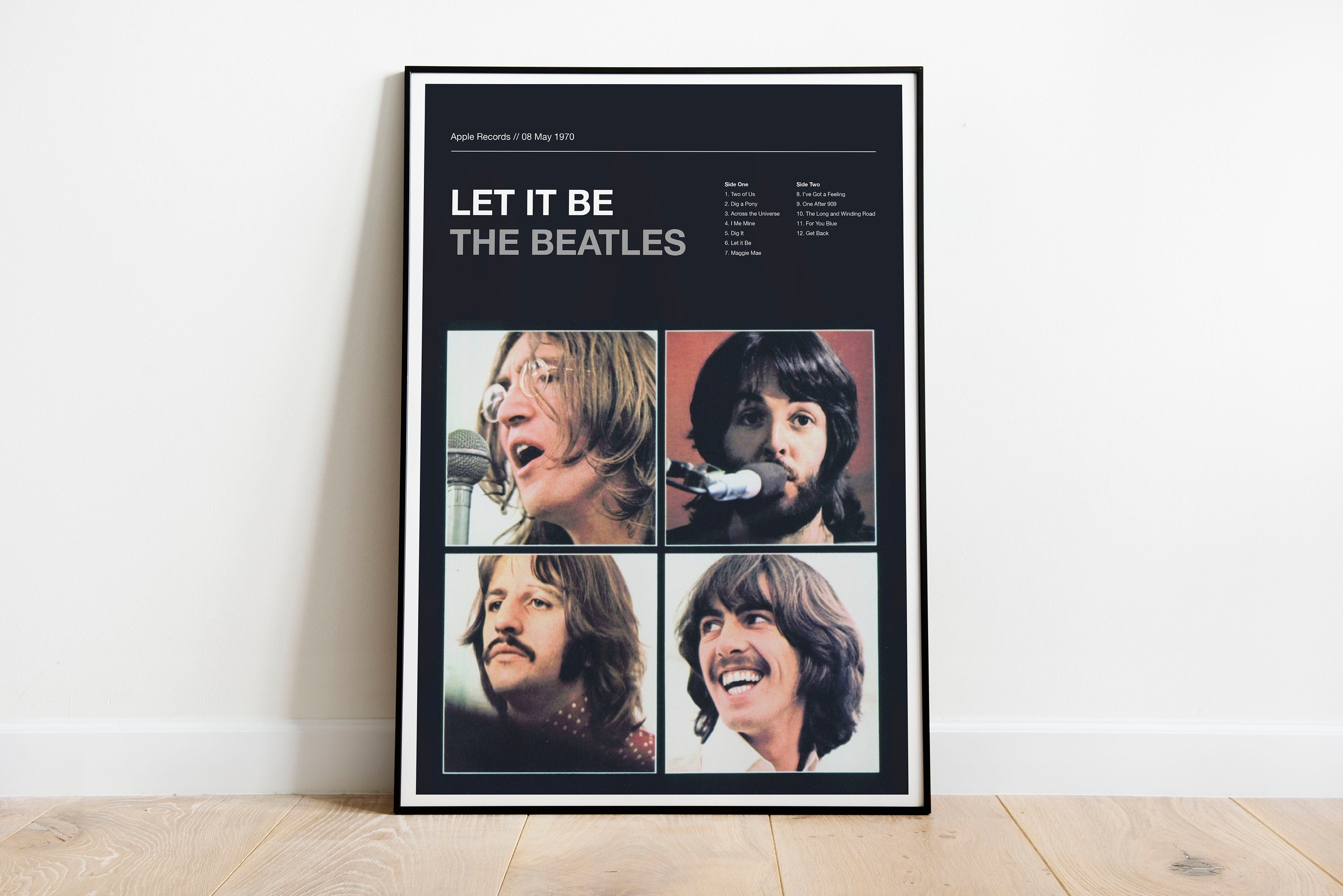 The Beatles Let It Be Lyrics Album Music Design Guitar Vintage