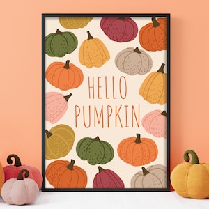 Hello Pumpkin - Süßer Geist, Pastell Halloween, Poster Druck, Wandkunst
