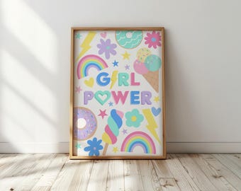Girl power nursery print: rainbows, ice cream, lightning bolts