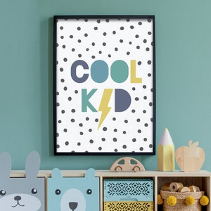 Cool Kid Lightening Bolt - Boys bedroom, Gallery Wall Art, Playroom Print, Nursery Decor