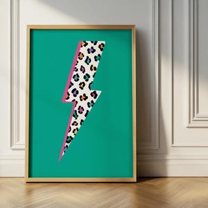 Leopard Print Lightning Bolt Art Print: Colorful Kids Decor