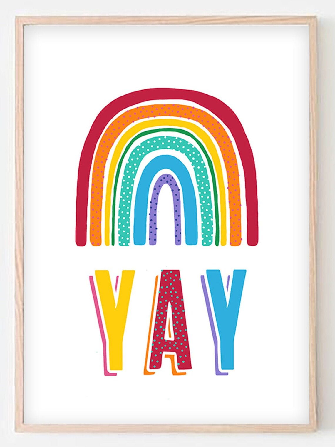 YAY Rainbow Colourful Rainbow Bedroom Print Kids Wall Art Etsy