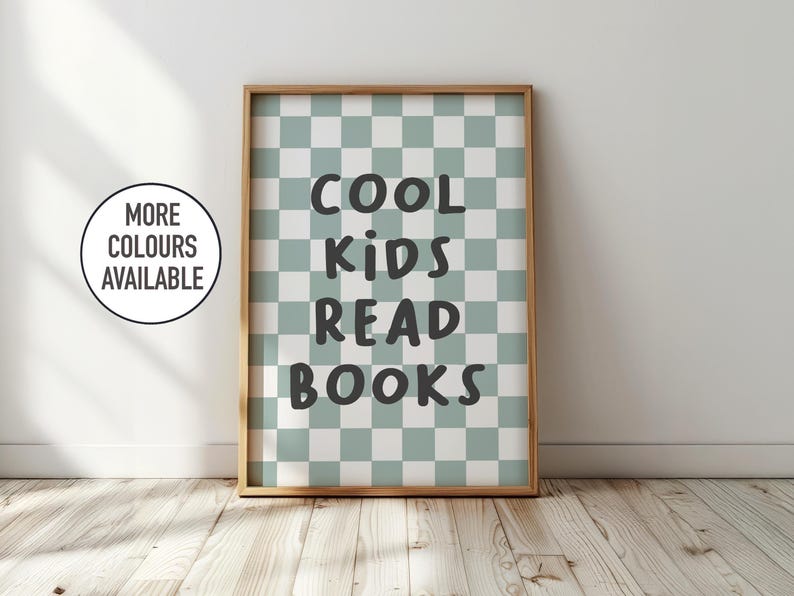Cool kids read books - kids bedroom decor, fun nursery print, children's playroom wall art image 1
