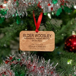 LDS ornament | Customized Wooden Ornament | Mormon Missionary Tag | Wooden Gift Tag | Christmas Gift Tags | Christmas Ornament
