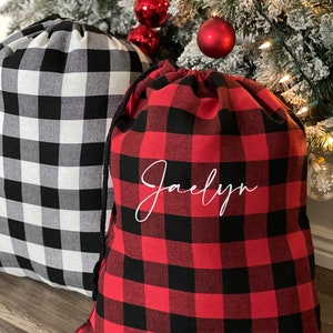 Buffalo Plaid Santa Sacks | Custom Santa sacks | Santa Bag | Personalized Christmas Sack | Xmas Sack | Gift Sack | Christmas Gift