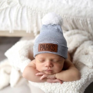 Newborn Baby Beanie | Name Baby Beanie | Hospital Announcement | Coming home outfit | Newborn Hat | Custom Name Patch | Baby Girl | Baby Boy