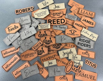Custom Iron On Leather Patch | Personalized Faux Leather Name Patch for Hats, Jackets, Shirts, Bags, Uniforms & DIY Projects