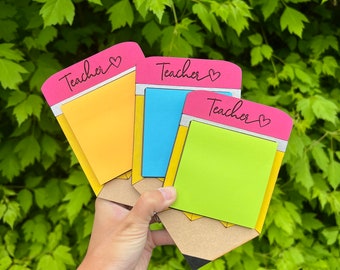 Personalized Wood Pencil Sticky Note Holder | Teacher Gift