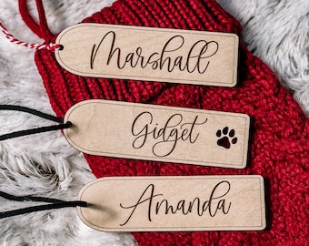 Personalized Wooden Christmas Stocking Name Tags