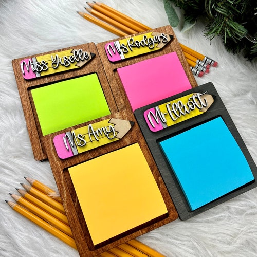 Teacher Sticky Note Holder Personalized Teacher Gift Teacher Etsy