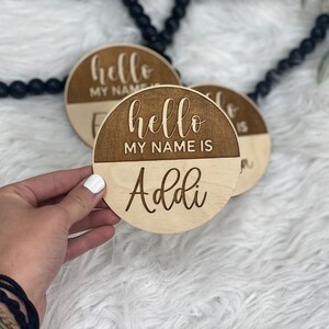 Hello my name is | Baby Name Sign | Wooden Baby Name Sign | Hospital Announcement | Baby Name Reveal | Newborn Name sign | Circle Name sign