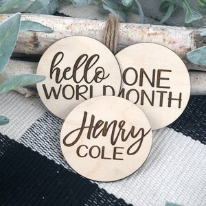 Baby Milestone Discs, Wooden Monthly Milestone Cards, Baby Photo Props, Engraved Baby Milestones, Newborn Keepsake, Baby Shower Gift