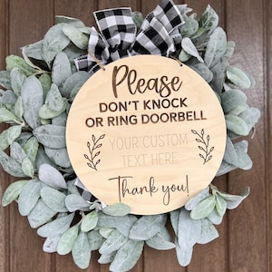 Customizable Door Hanger: &#39;Don&#39;t Ring Doorbell&#39; Sign for Front Door Decor, Put your own Wording