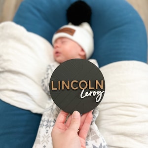 Personalized Wooden Baby Name Sign for Hospital Announcement, Nursery Decor, and Birth Reveal