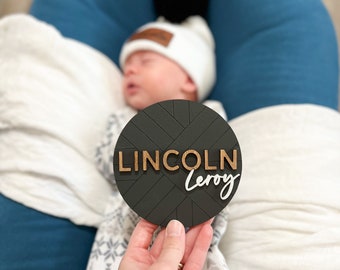 Personalized Wooden Baby Name Sign for Hospital Announcement, Nursery Decor, and Birth Reveal