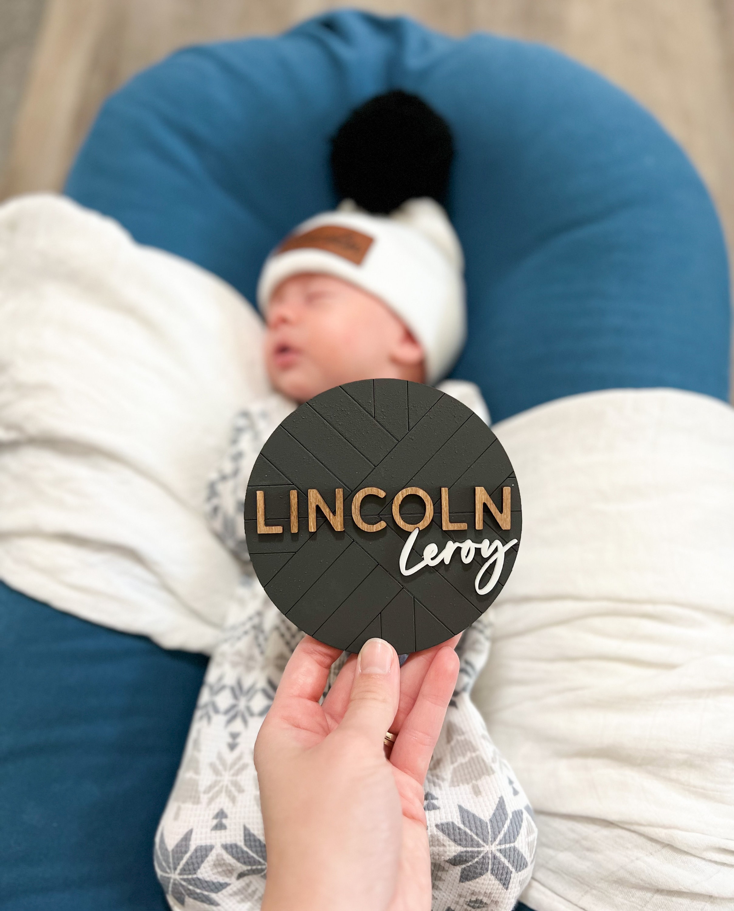 Personalized Wooden Baby Name Sign for Hospital Announcement, Nursery Decor, and Birth Reveal