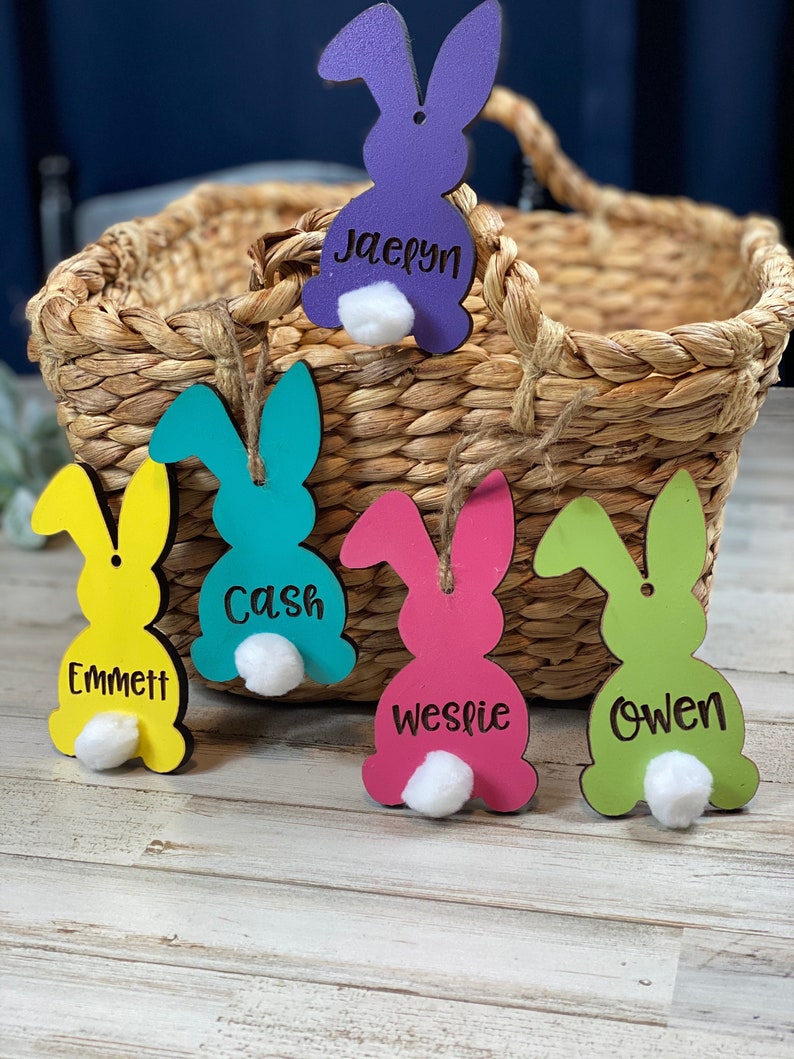 Custom Easter Basket Tag Customized Easter Tag Bunny Etsy