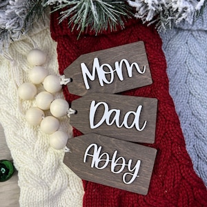 Stocking Tags | Customized Wooden Tags | Stocking name Tags | Christmas Gift Tags | Christmas Stockings | Wood Tags for stockings | 3D name