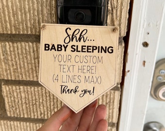 Baby Sleeping Sign: Baltic Birch Wood Door Hanger