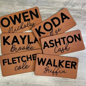 Leather Patches | Custom Kid Name Patch | Iron on Patch | DIY iron On | Beanie Patch | Hat Patch | stocking Patches | Custom Patches