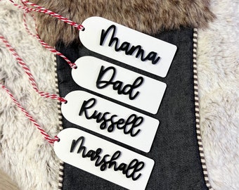 Personalized Wooden Christmas Stocking Name Tags: Holiday Decor