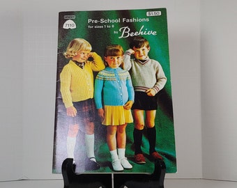 Pre-School Fashions by Beehive patons #7110 Vintage Knitting Patterns Childs Sweaters