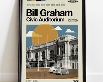 Phish Bill Graham Civic Auditorium Poster, Midcentury Modern San Francisco Concert Art (18"x24")