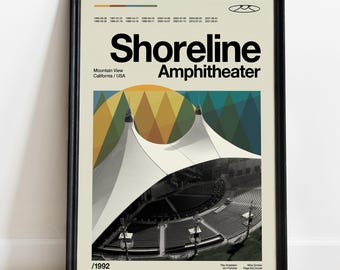 Phish Shoreline Amphitheater Poster, Mountain View California, Vintage Concert Wall Art  (18" x 24")