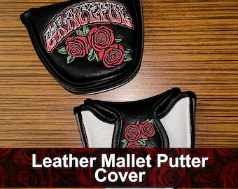 Grateful Roses Leather Golf Mallet Putter Head Cover – Unique Gift for Phish Fans Match with a T-Shirt or Baseball Hat
