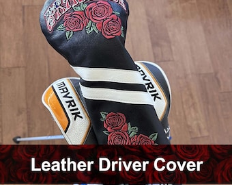 Grateful Roses - Leather Golf Driver Head Cover - Gift - Phish - Dead - Golf Shirt - Golf Towel - Fan