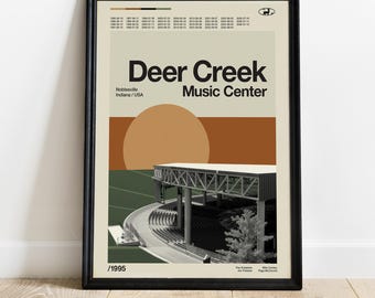 Phish Deer Creek Music Center Poster – Mid-Century Modern Art Print (18" x 24")