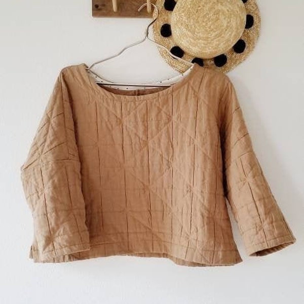 Women's Boxy shirt Korean fashion Quilted shirt Cotton gauze Lagenlook shirt Japanese fashion Women's Minimalist clothing Oversized shirt
