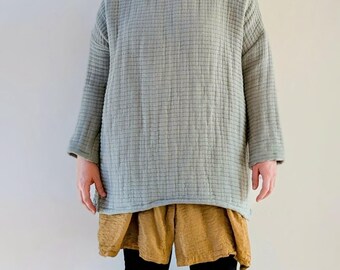 Handmade quilted sweater | oversized style | quilted pullover| cozy shirt| cottagecore | blanket shirt | eco-friendly fashion | women's