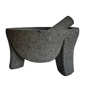 Molcajete da 14&quot; | Mortaio in pietra vulcanica messicana | Molcajete Grande da 35 cm | Pietra lavica fatta a mano | Ciotola per guacamole | Cucina messicana