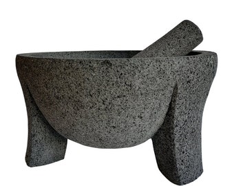 14" Molcajete | Mexican Volcanic Stone Mortar | Molcajete Grande 35 cm | Handmade Lava Stone | Guacamole Bowl | Cocina Mexicana