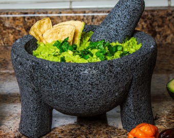 8" Mexican Volcanic Stone Molcajete – Handmade Mortar from Michoacán – Authentic & Unique