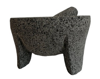 6-7 inch Molcajete Mexican volcanic stone mortar handmade 15-17 cm.