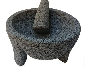 9 inch Molcajete Mexican volcanic stone mortar handmade 9 inches in diameter Large Molcajete 23cm in diameter.