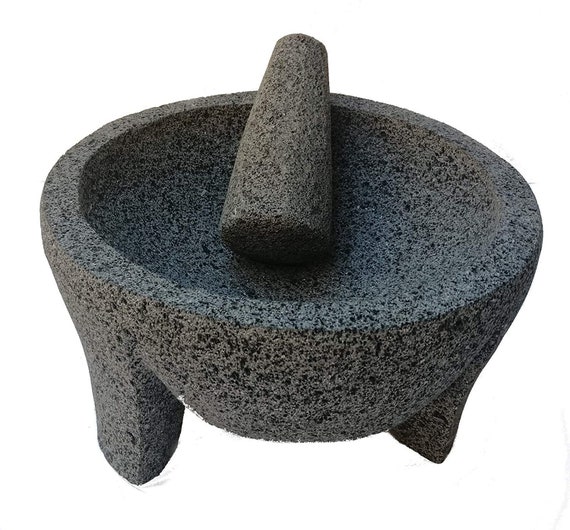 10-9.5 inch Molcajete mortero mexicano de piedra volcánica hecho a mano  10-9.5 pulgadas de diametro Molcajete grande 24-25cm de diametro. -   México
