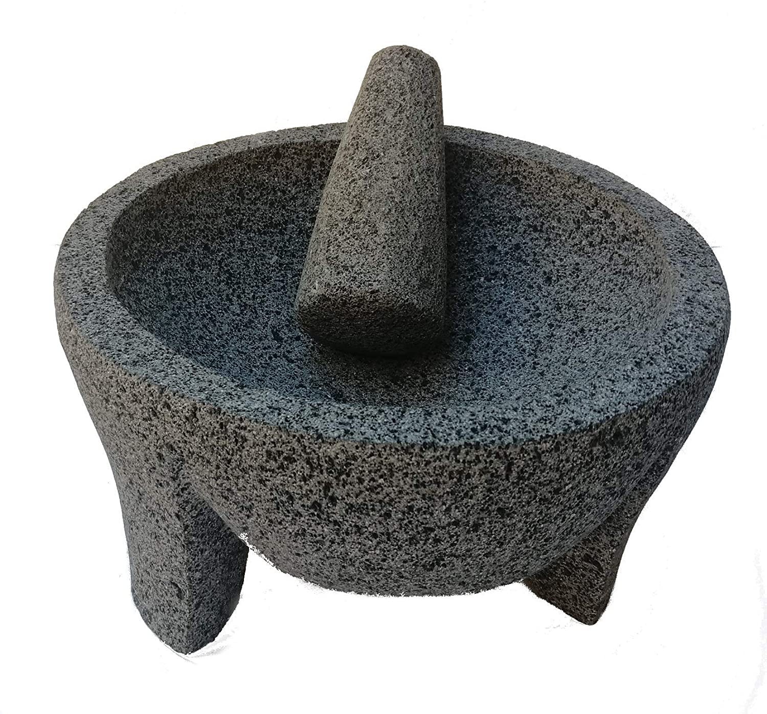 Mortar and Pestle Set - 6 Inch Granite, Large Molcajete Bowl with Stone  Grinder