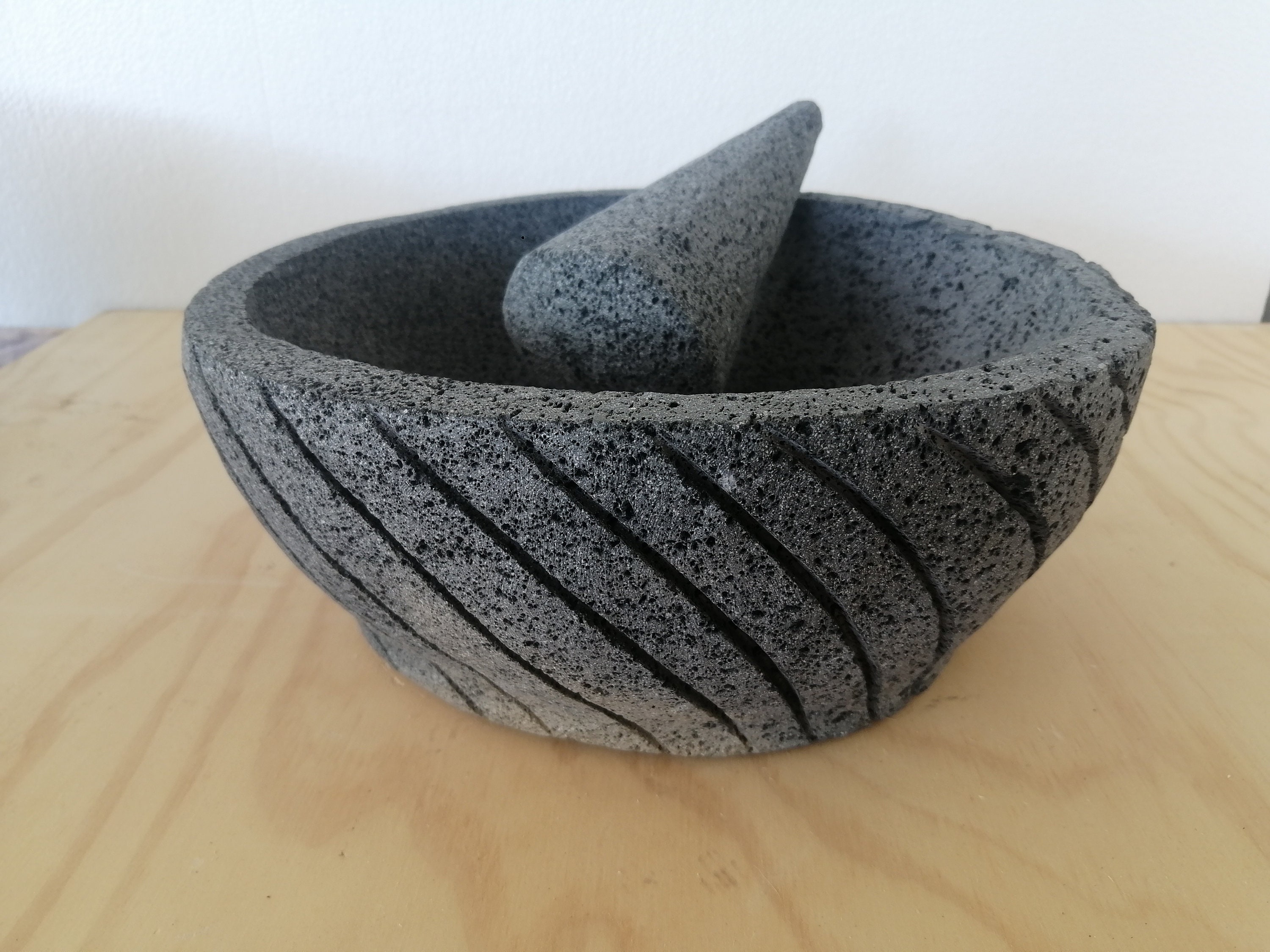 Large Molcajete mexican mortar flat base. Modern desing Etsy