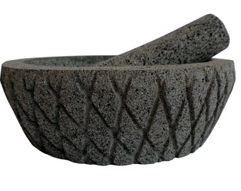 8 inch Pineapple Molcajete Mexican mortar made of volcanic stone 20 cm.