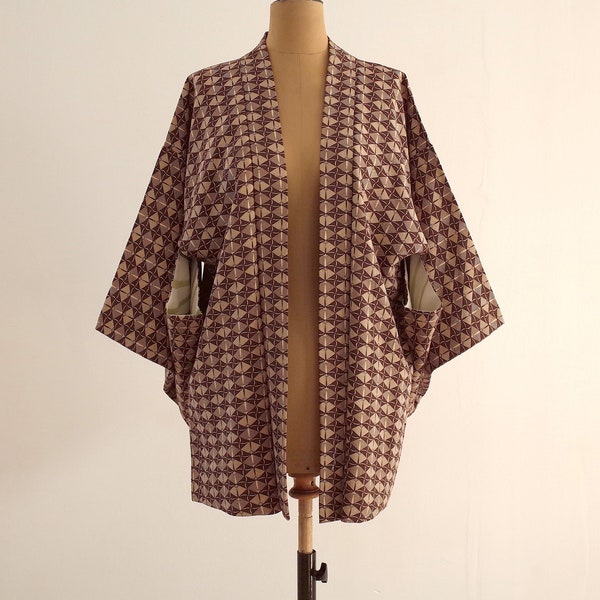 Veste Kimono pièce unique, Kimono soie japonais, Veste Kimono cousue main, Veste Kimono femme, haori, Antiquité japonaise, veste haori