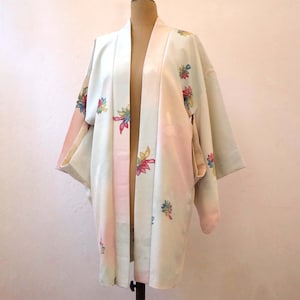Veste Kimono en soie japonaise, Veste Kimono pièce unique cousue main, Veste Kimono femme, haori, Antiquité japonaise, veste haori