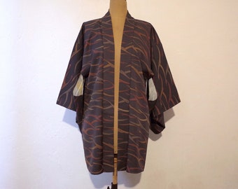Veste Kimono en soie japonaise, Veste Kimono pièce unique cousue main, Veste Kimono femme, Antiquité japonaise, veste Haori vintage
