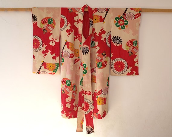 kids kimono, vintage Japanese kids silk kimono, an