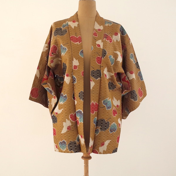 Veste Kimono pièce unique, Kimono soie japonais, Veste Kimono cousue main, Veste Kimono femme, haori, Antiquité japonaise, veste haori